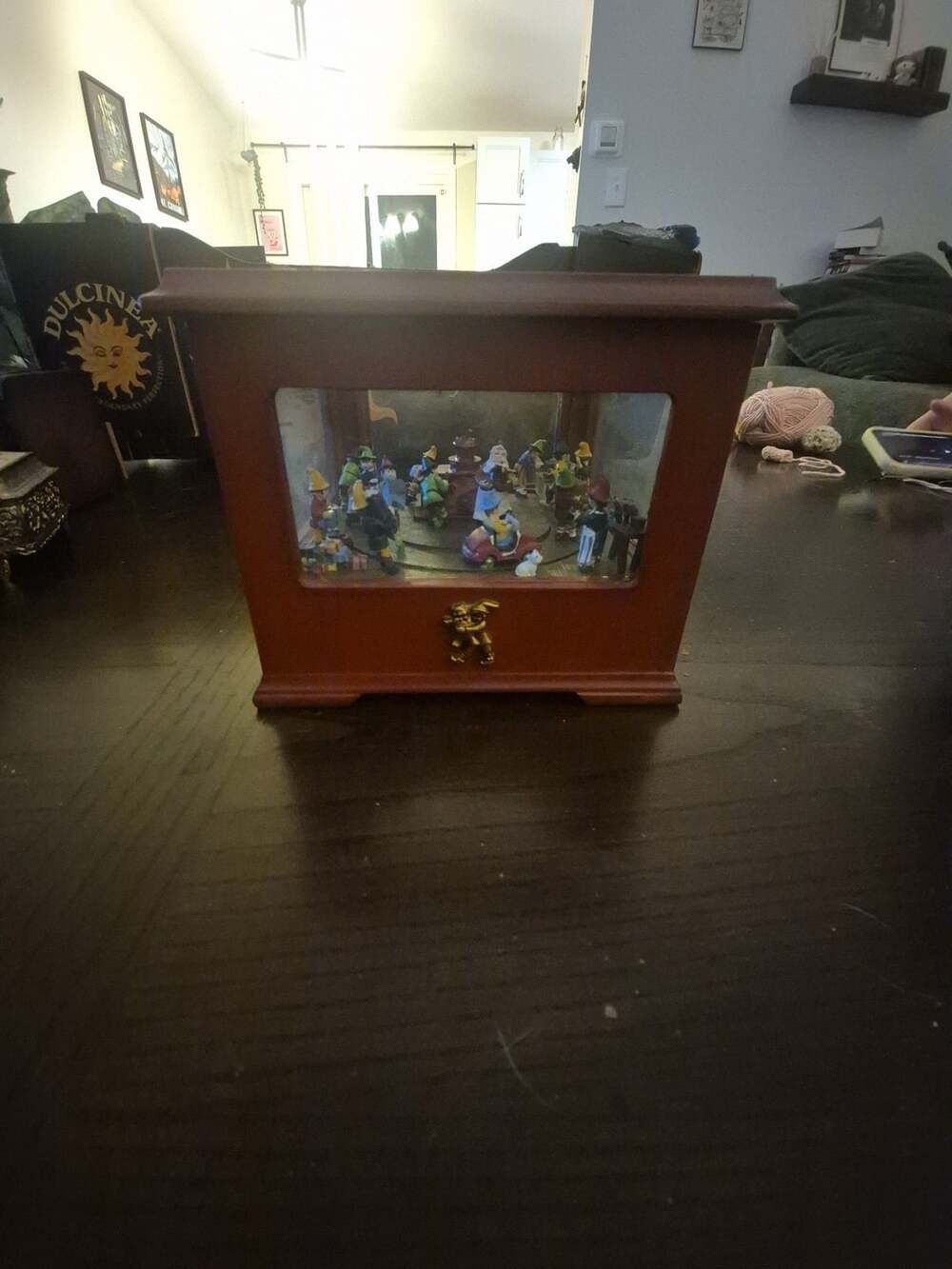 Mr. Christmas Animated Village Square Music Box Glass Wooden